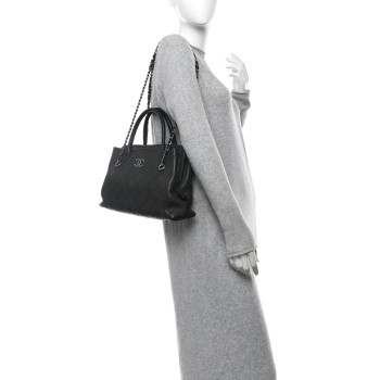 CHANEL Grained Vegetal Calfskin Small Urban Shopping Tote Black
