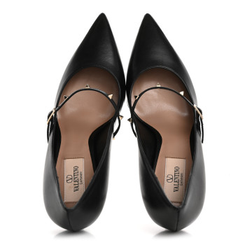 VALENTINO GARAVANI Nappa Rockstud Wispy Mary Jane 80mm Pumps 35.5 Black