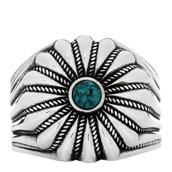 GUCCI Sterling Silver Resin Interlocking GG Flower Ring 61 9.75 Turquoise