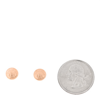 HERMES 18K Rose Gold TPM Ex-Libris Stud Earrings