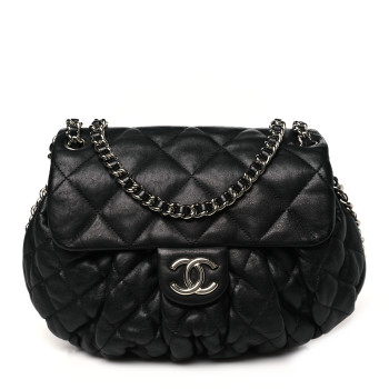 CHANEL Washed Lambskin Quilted Large Chain Around Flap Black
