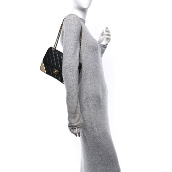 CHANEL Calfskin Quilted Rock The Corner Flap Black