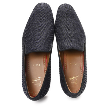 CHRISTIAN LOUBOUTIN Tresse Cruising Mens Dandelion Flat Loafers 43 Black Navy