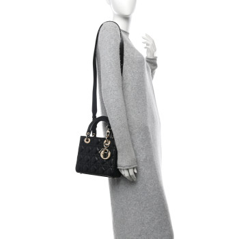 CHRISTIAN DIOR Lambskin Cannage Small Lucky Badges My Lady Dior Black
