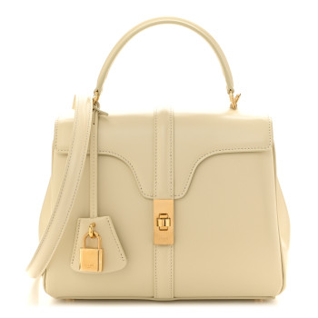 CELINE Grained Calfskin Small 16 Top Handle Bag Beige