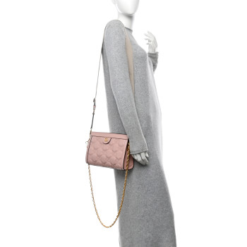 GUCCI Calfskin GG Matelasse Small Slim Chain Shoulder Bag Perfect Pink Natural