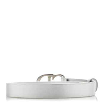 CHRISTIAN DIOR Metallic Calfskin Saddle Belt 80 32 Silver