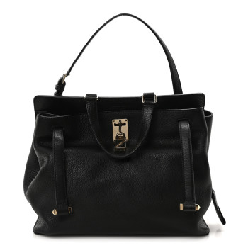 VALENTINO GARAVANI Pebbled Calfskin Large JoyLock Satchel Black