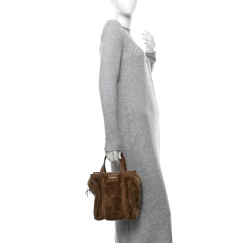 BALENCIAGA Shearling XS Bazar Shopper Tote Beige