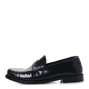 SAINT LAURENT Calfskin Penny Loafers 38 Black