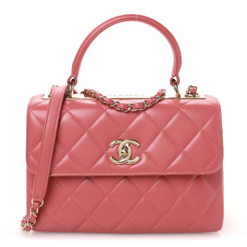 CHANEL Lambskin Quilted Small Trendy CC Flap Dual Handle Bag Coral