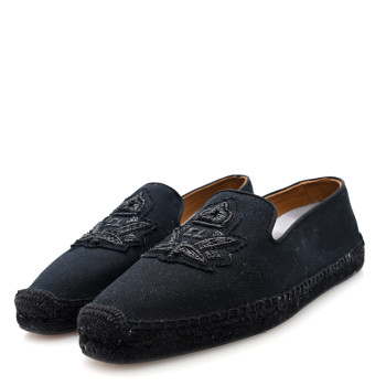 CHRISTIAN LOUBOUTIN Olan Canvas Mens Nanou Orlato Flat Espadrilles 43 Black