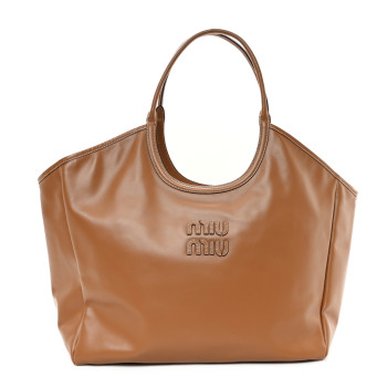 MIU MIU Nappa Large Ivy Tote Bag Cognac