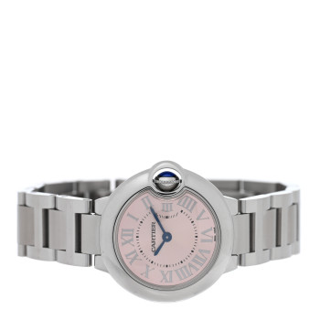 CARTIER Stainless Steel 28mm Ballon Bleu De Cartier Quartz Watch Pink