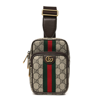 GUCCI GG Supreme Monogram Web Mini Ophidia Messenger Brown