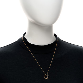 TIFFANY 18K Rose Gold Black Jade 16mm Elsa Peretti Double Open Heart Pendant Necklace