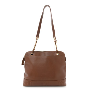 CHANEL Caviar CC Shoulder Bag Brown