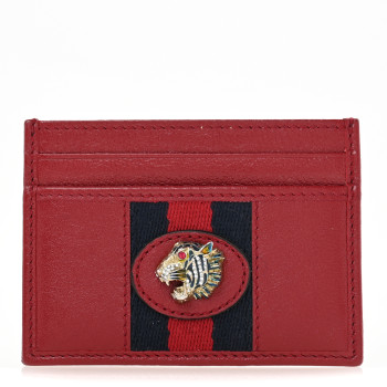 GUCCI Calfskin Web Rajah Card Holder Red