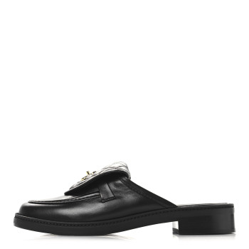 CHANEL Lambskin Quilted CC Turnlock Mules 40 Black