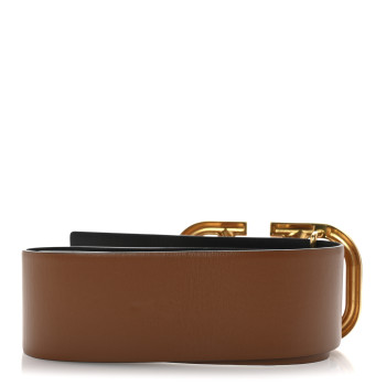 VALENTINO GARAVANI Glossy Calfskin VLogo Reversible 70mm Belt 70 28 Saddle Brown Black