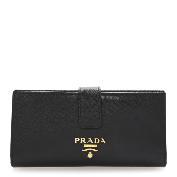 PRADA Saffiano Metal Large Wallet Black