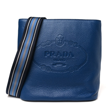 PRADA Vitello Phenix Logo Hobo Bluette