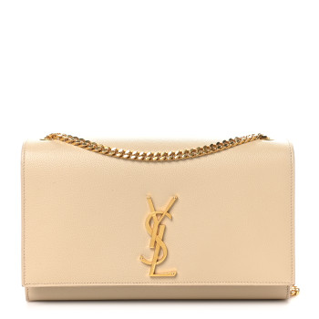 SAINT LAURENT Grain De Poudre Medium Monogram Kate Satchel Nude Powder