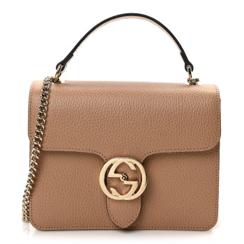 GUCCI Dollar Calfskin Small Interlocking G Shoulder Bag Camelia