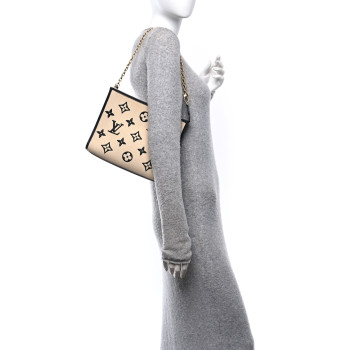 LOUIS VUITTON Raffia Calfskin Monogram Toiletry Pouch 26 On Chain Beige Black