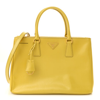 PRADA Saffiano Vernice Medium Galleria Double Zip Tote Ananas