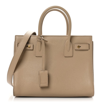 SAINT LAURENT Grained Calfskin Baby Sac De Jour Souple Dark Beige