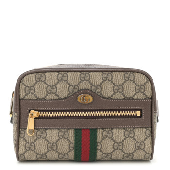 GUCCI GG Supreme Monogram Web Small Ophidia Belt Bag 85 34 Dark Brown