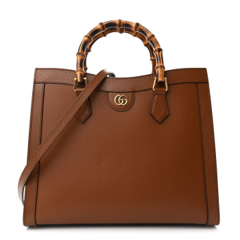 GUCCI Textured Dollar Calfskin Medium Diana Tote Bag Cuir Black