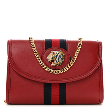 GUCCI Textured Calfskin Web Mini Rajah Slim Flap Shoulder Bag Romantic Cherry