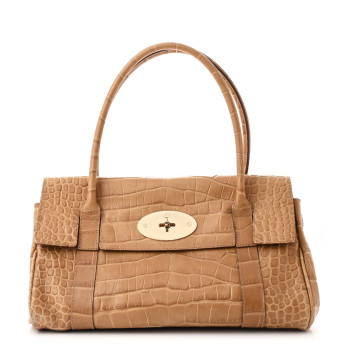 MULBERRY Crocodile Embossed Calfskin East West Bayswater Teak