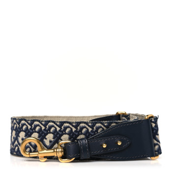 CHRISTIAN DIOR Canvas Embroidered Shoulder Strap Blue