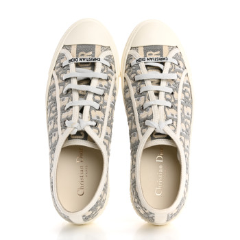 CHRISTIAN DIOR Canvas Oblique Walk'N'Dior Low Top Sneakers 40 Grey Stone
