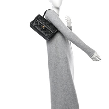 CHANEL Calfskin Quilted Wild Stitch Flap Black
