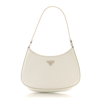 PRADA Spazzolato Cleo Shoulder Bag White