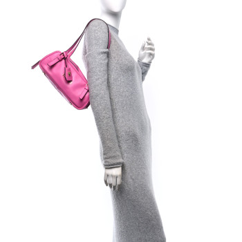 VERSACE Lambskin Tag Bowling Bag Pink