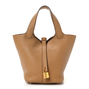 HERMES Taurillon Clemence Picotin Lock 18 PM Biscuit