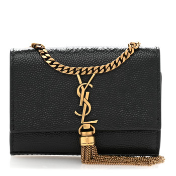 SAINT LAURENT Grain De Poudre Micro Classic Monogram Kate Tassel Airpods Bag Black