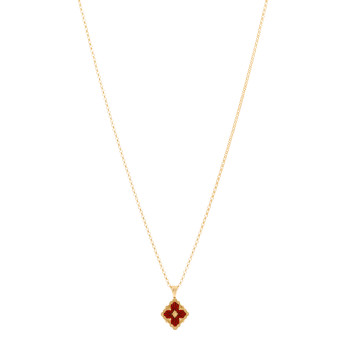 BUCCELLATI 18K Yellow Gold Enamel Small Opera Tulle Pendant Necklace Red