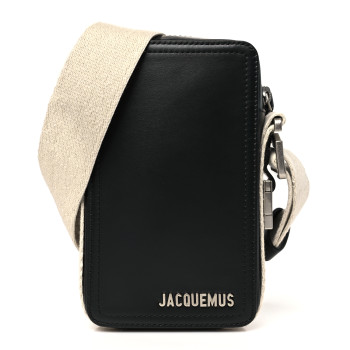 JACQUEMUS Smooth Calfskin Le Cuerda Vertical Black