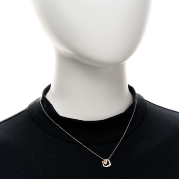 TIFFANY Sterling Silver 18K Rose Gold Elsa Peretti Extra Mini Double Open Heart Pendant Necklace