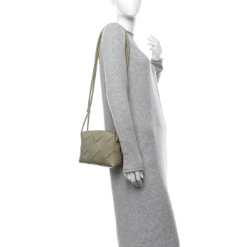 BOTTEGA VENETA Lambskin Maxi Intrecciato Small Cassette Camera Bag Travertine