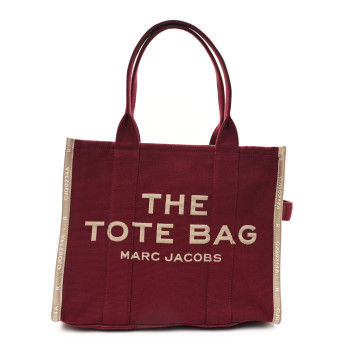MARC JACOBS Jacquard Large The Traveler Tote Bag Burgundy Beige