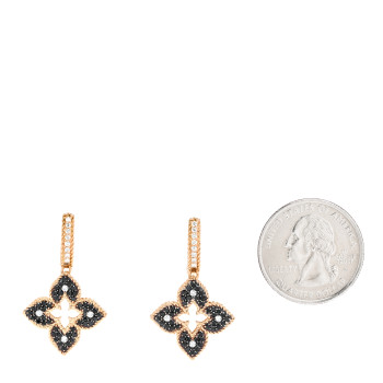 ROBERTO COIN 18K Rose Gold Black Diamond Petite Venetian Princess Flower Hoop Earrings