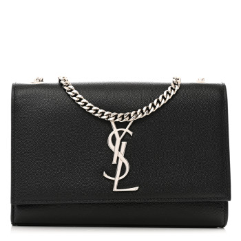SAINT LAURENT Grain De Poudre Small Monogram Kate Satchel Black