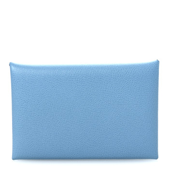 HERMES Madame Calfskin Calvi Duo Card Case Bleu du Nord